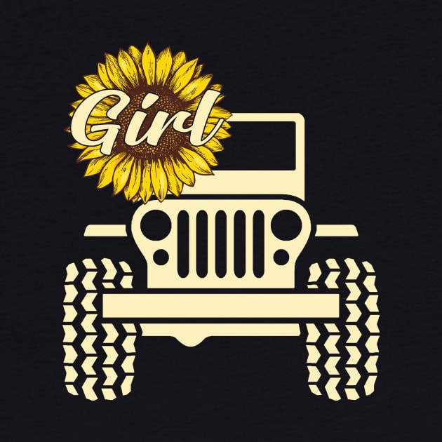 Jeep Sunflower Jeep Girl Jeep Women by Jane Sky